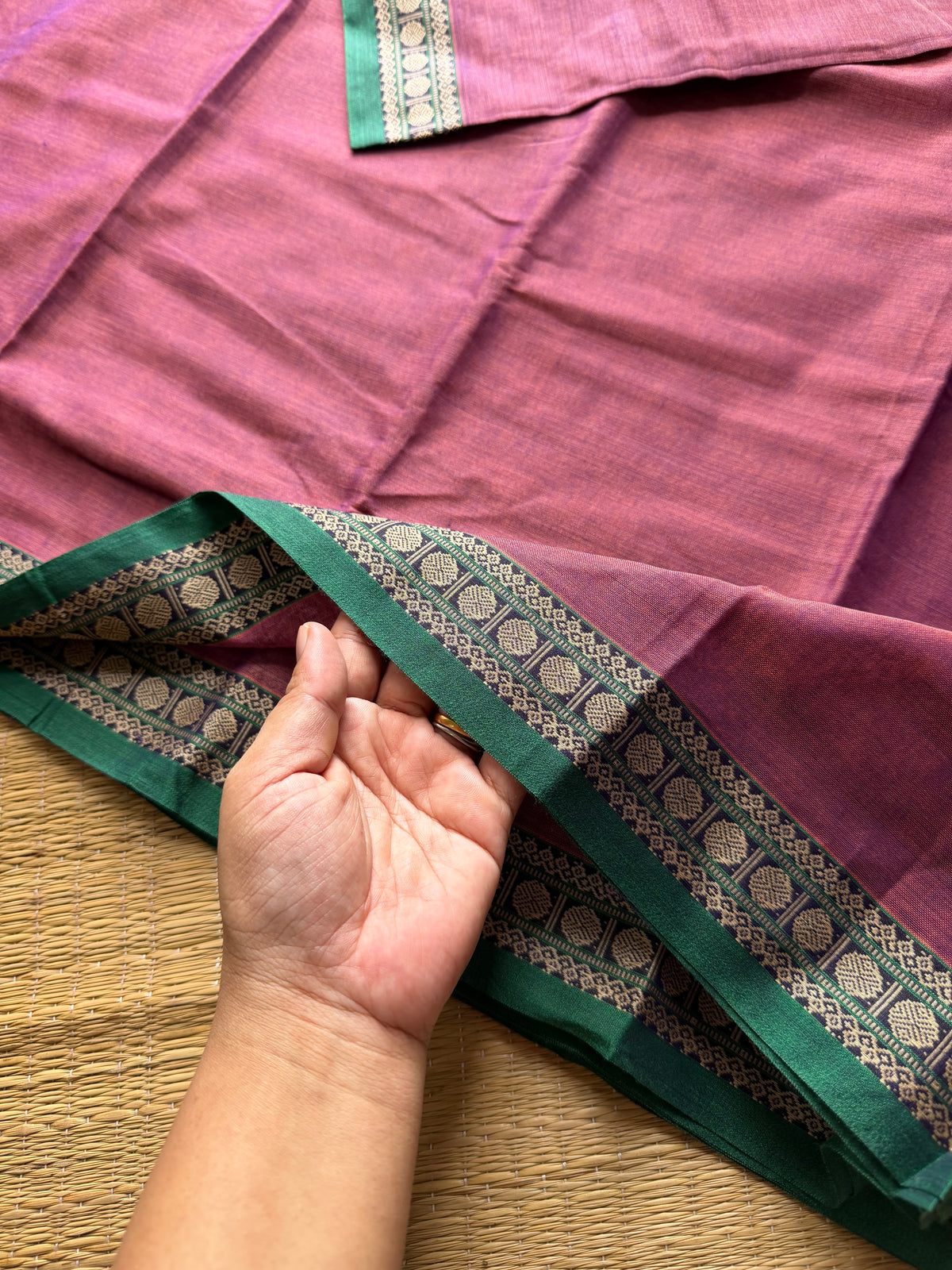 RF446 Dual shade onion pink shade Mercerised Narayanpet cotton saree