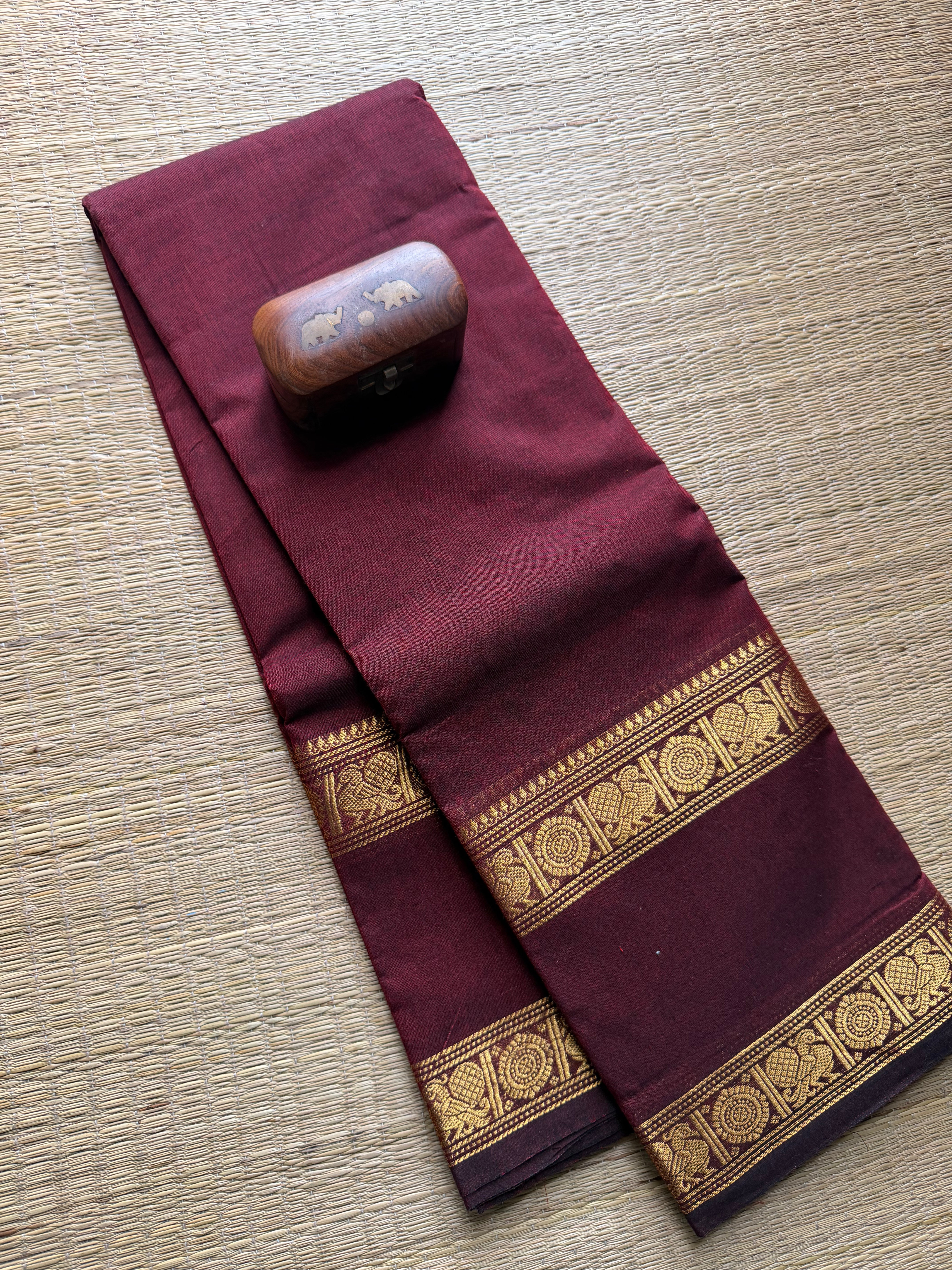 Maroon Monotone Kanchi Cotton Saree
