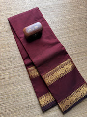 Maroon Monotone Kanchi Cotton Saree