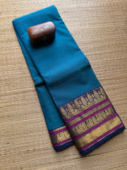Peacock Blue Shade Kanchi Cotton Saree
