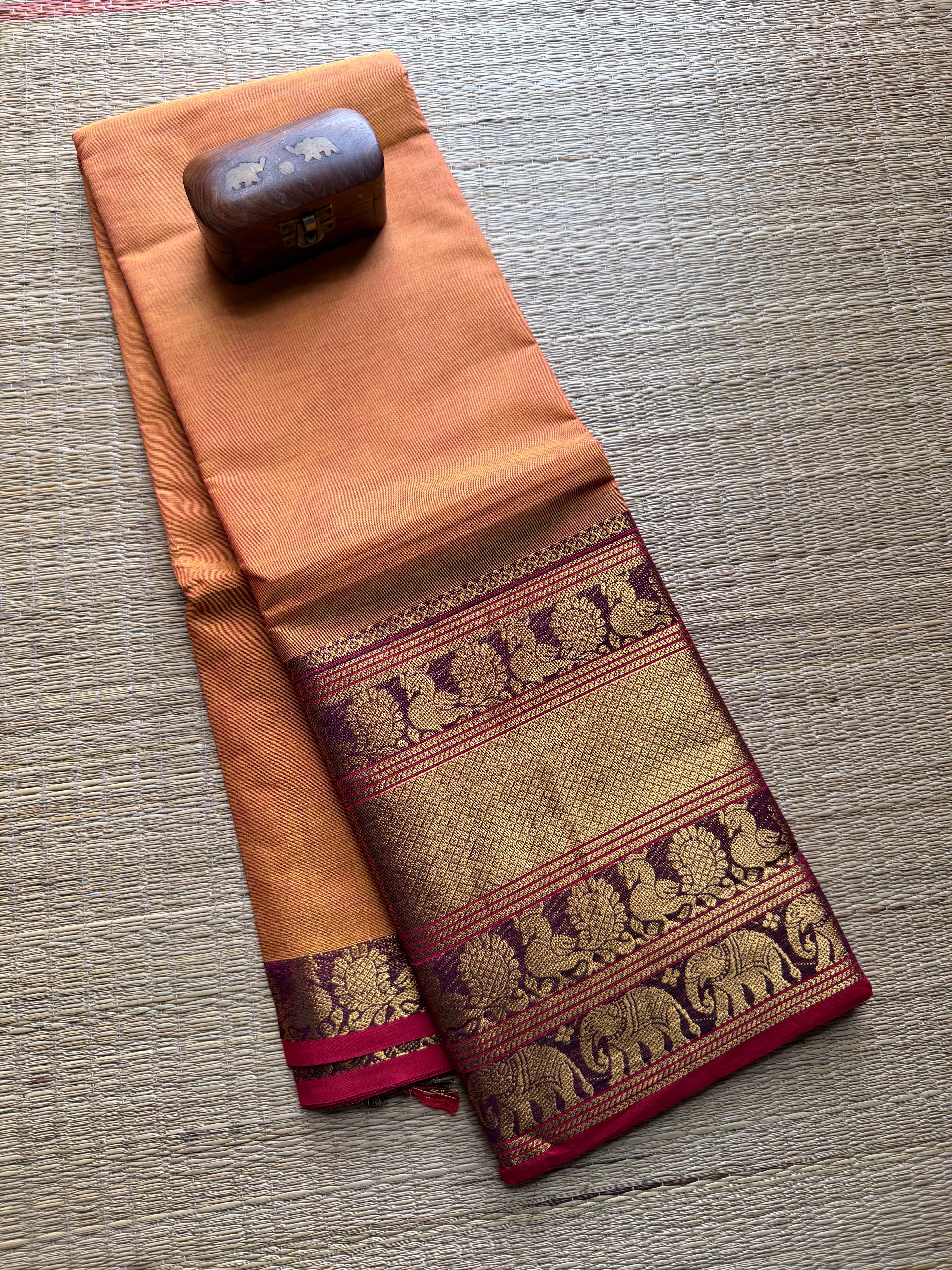 Kanchi Cotton Saree With Long Border