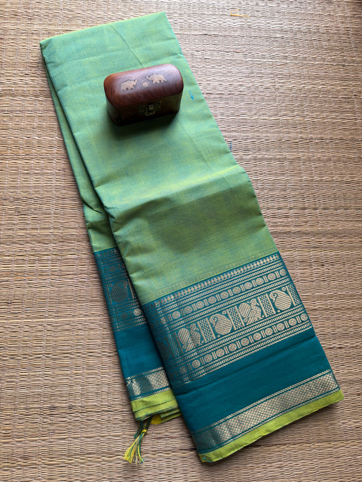 Apple Green shade Kanchi cotton saree