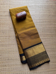 Mustard With Black Kanchi Cotton Saree