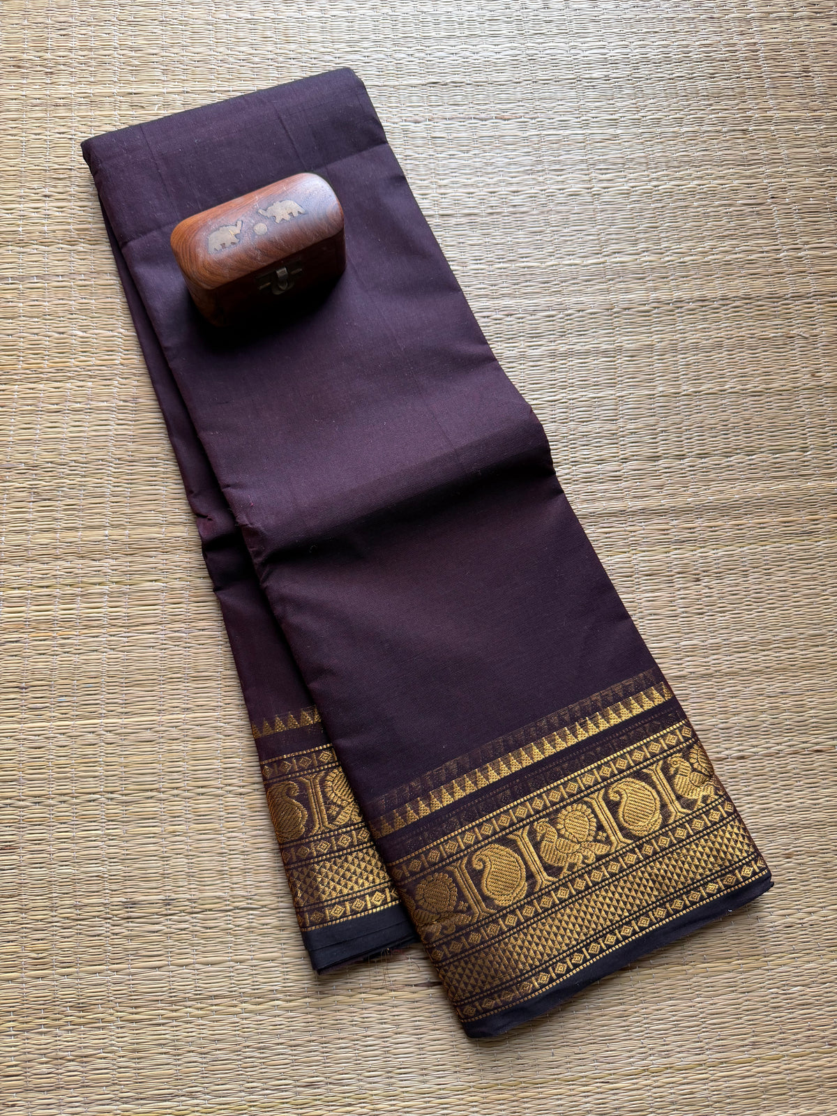 Monotone Coffee Brown Kanchi Cotton Saree