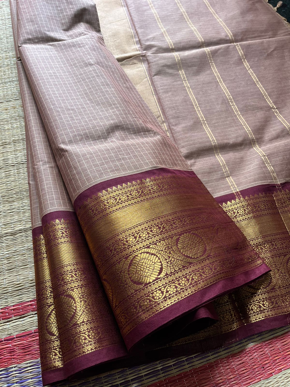 Kanchi Cotton Zari Border Plain Saree - RF001